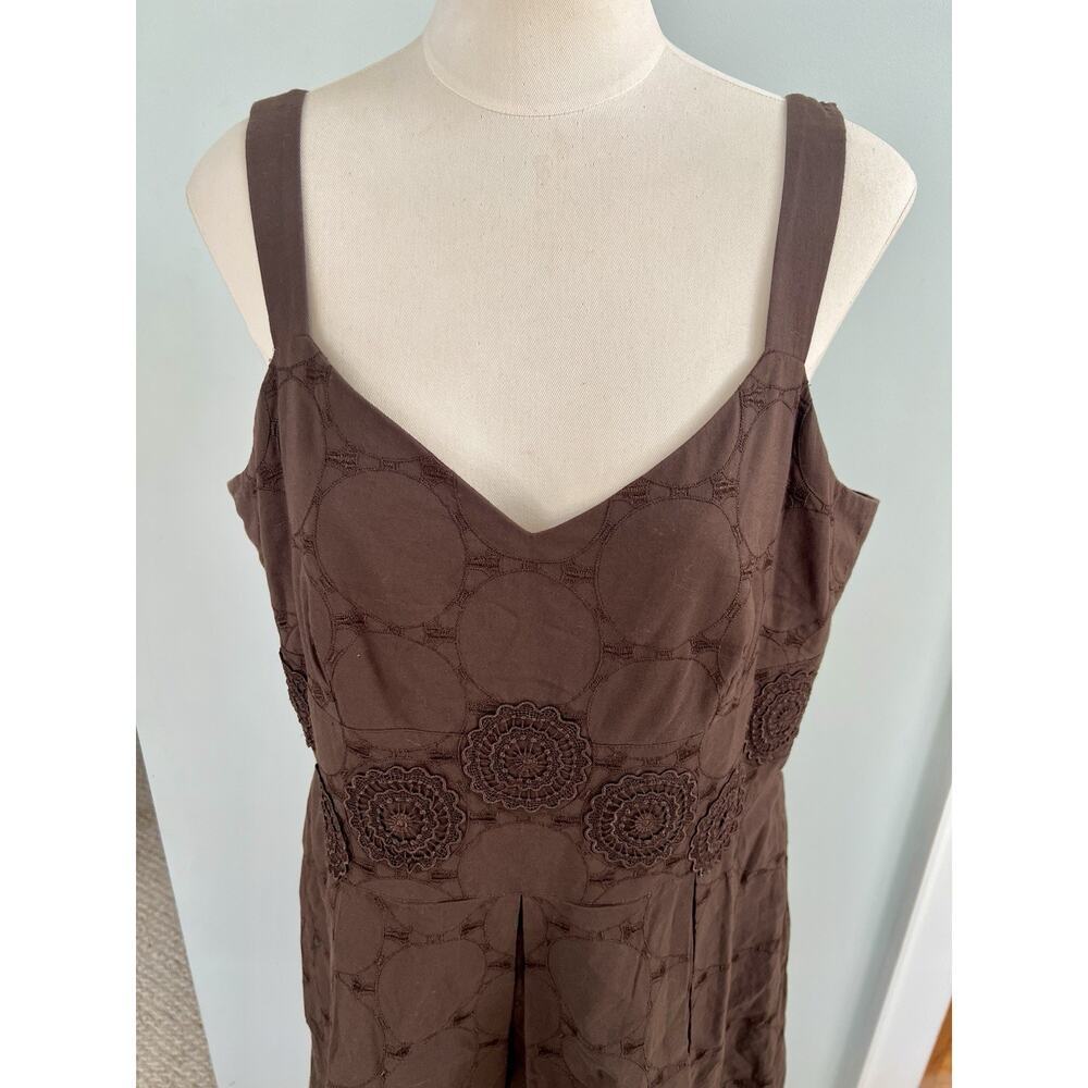 VTG Talbots Dress Embroidered Brown SZ 14 Classic Beach Cruise Summer - Picture 3 of 10